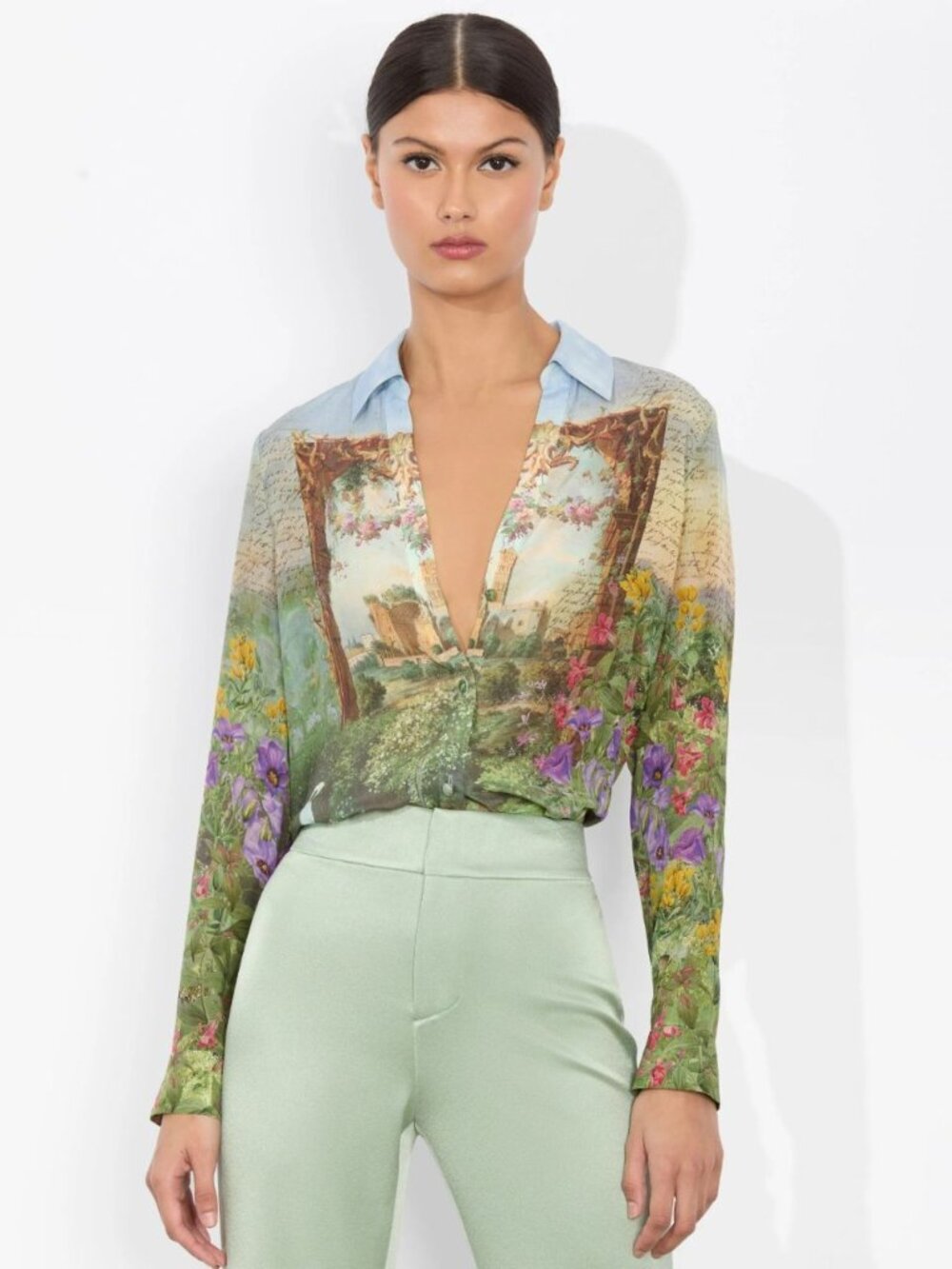 Alice + Olivia Eloise Dusk To Dawn Silk Blouse XS NWT $350